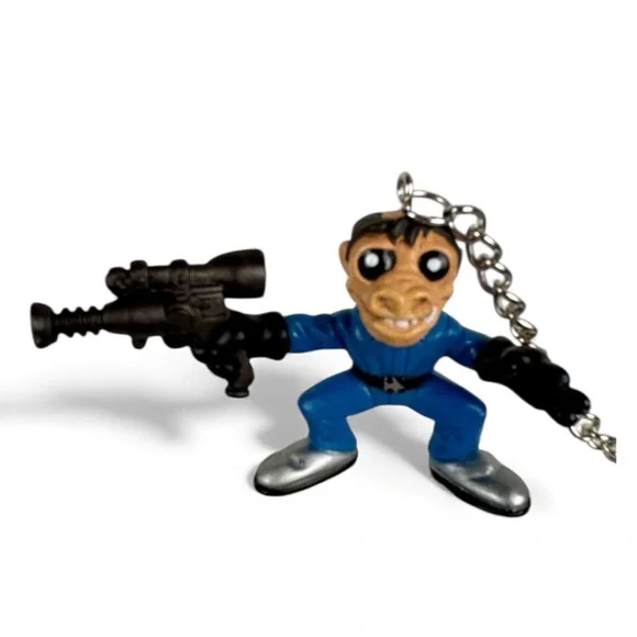 Vintage Star Wars Snaggletooth Keychain‎ Figurine Gun Blue Outfit Silver Shoes