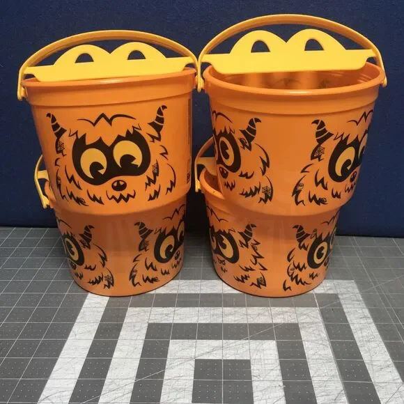 4 McDonald's‎ Happy Meal Halloween Orange Buckets/Pails 2024 Collection