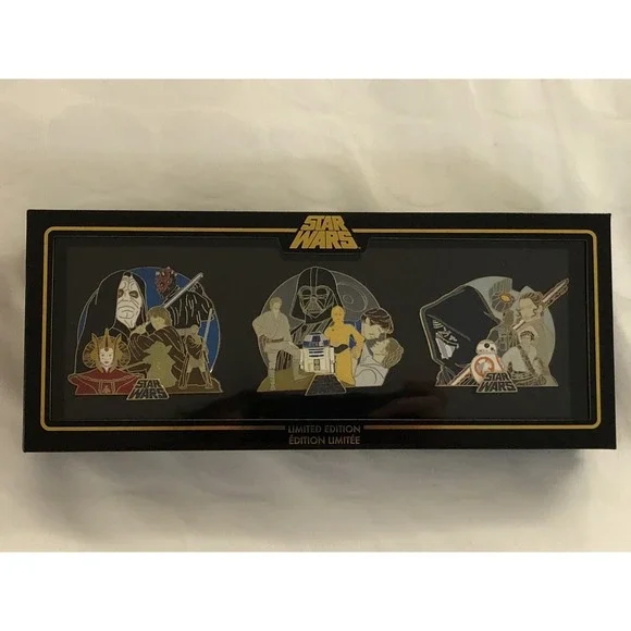 NEW Walt Disney Parks Star Wars 3 Movie‎ Saga Trilogy Set of 3 Mini Jumbo Pins
