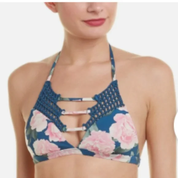 Frankies bikinis M Medium sienna top pink peony