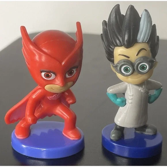 PJ MASKS FIGURES LOT OF TWO, OWLETTE And ROMEO, Cake Toppers, Just Play LLC