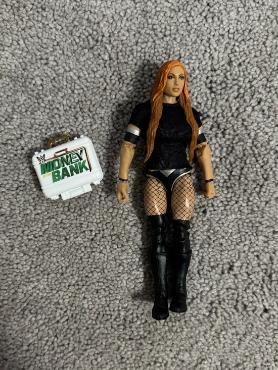 WWE Elite Figure with White Money in the Bank Case — Black Outfit & Orange Hair
