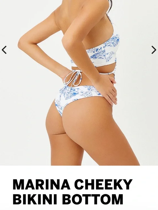 Frankie's Bikinis White & Blue Floral Wrap Triangle Top