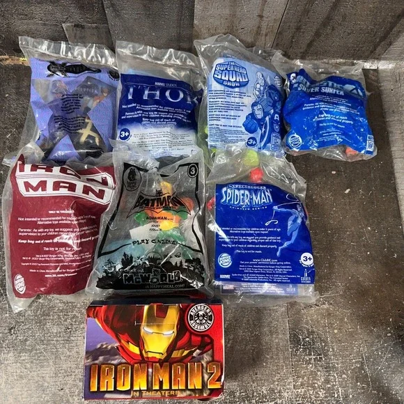Super Hero Kids‎ Meal Toys Lot of 8 - Iron Man Batman Spider Man Thor Xmen