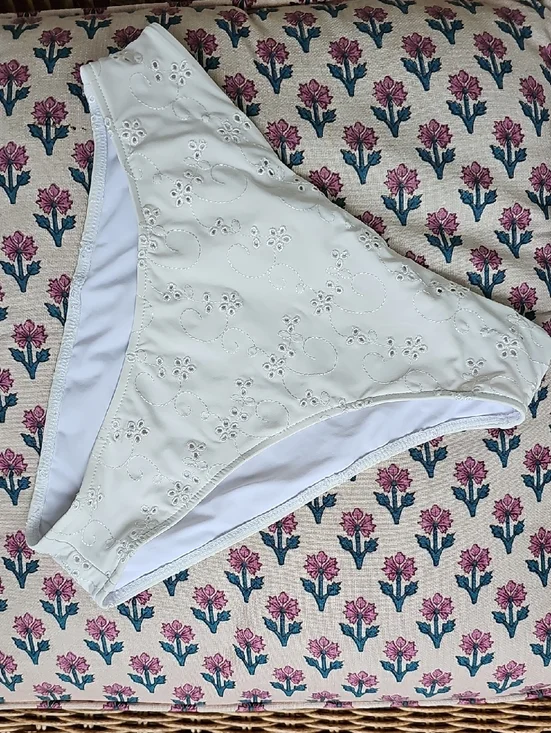 Frankie's Bikinis - Jasper - White Eyelet High-waisted Bikini Bottom