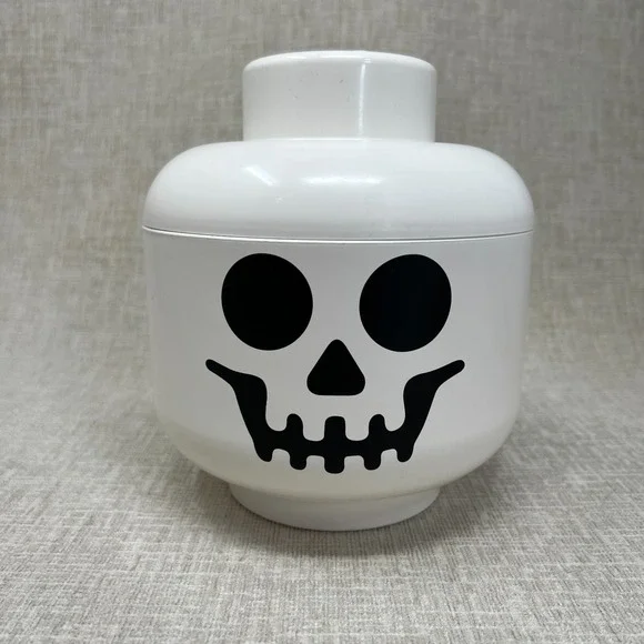 Large LEGO Skeleton Head White Plastic Brick Storage Container 11
