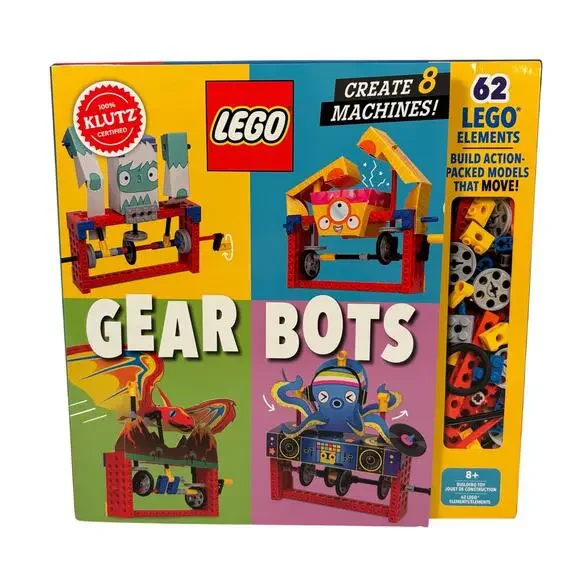LEGO Gear Bots by Klutz Create 8 Moveable Machines 62 Lego Elements NEW IN BOX