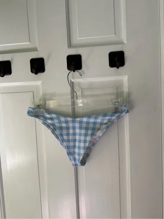 Frankie's Bikinis Light Blue Gingham Cheeky Bikini Bottom