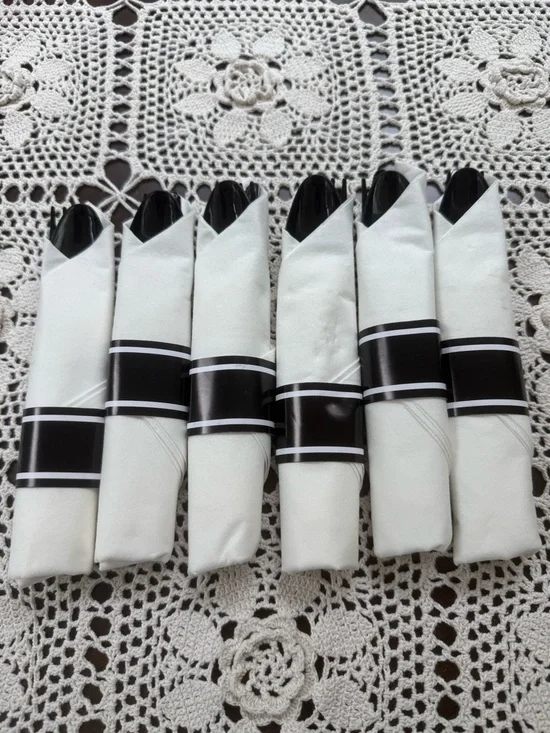 Set of 6 New never used Baroque Disposal Cutlery Knives Forks Spoons Pre-rolled