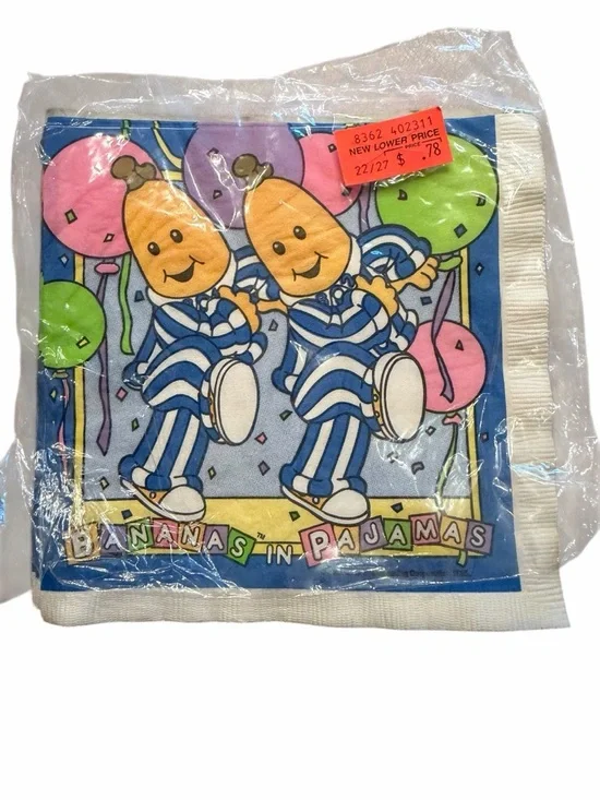 Vintage 90s Bananas in Pajamas Party Napkins Set of 7 SEE LISTING Kids Show