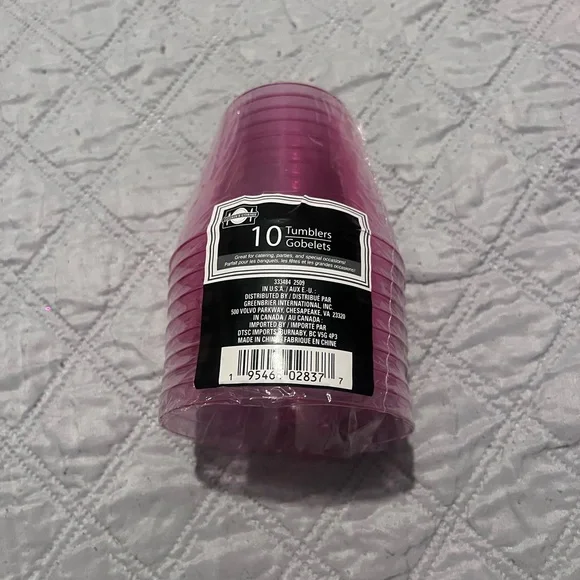 10-Pack Pink Plastic Tumblers - Party Supplies