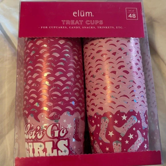 Pink 'Let's Go Girls' Treat Cups Cowboy boots  - Pack of 48