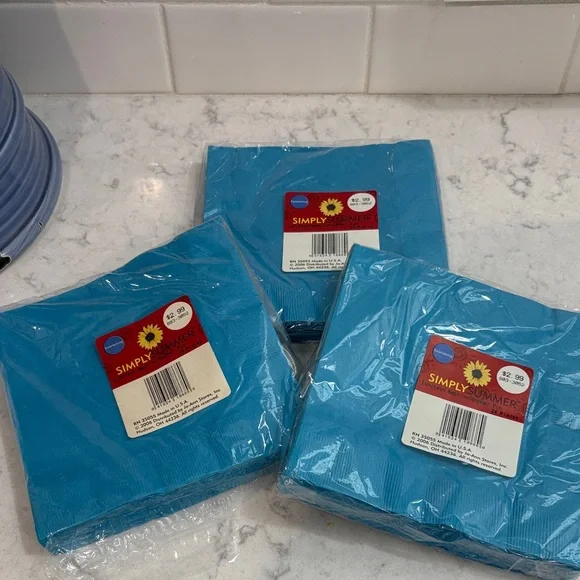 Simply Summer Bright Turquoise Beverage Napkins - Pack of 3
