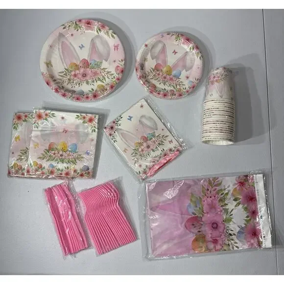 Happy Easter Table Wear Kit Pink Easter Party Supplies