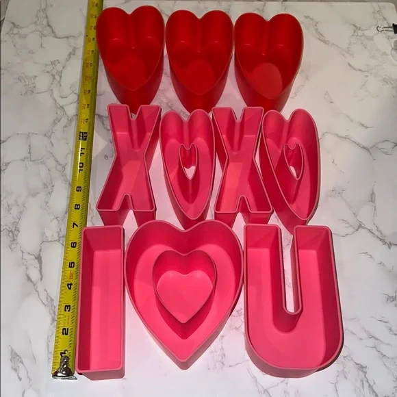NWOT 10pc I love heart you xoxo hearts plastic snack bowls vday 6in pink red