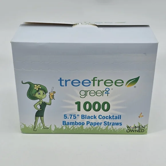 1000 Black Cocktail Bamboo Paper Straws