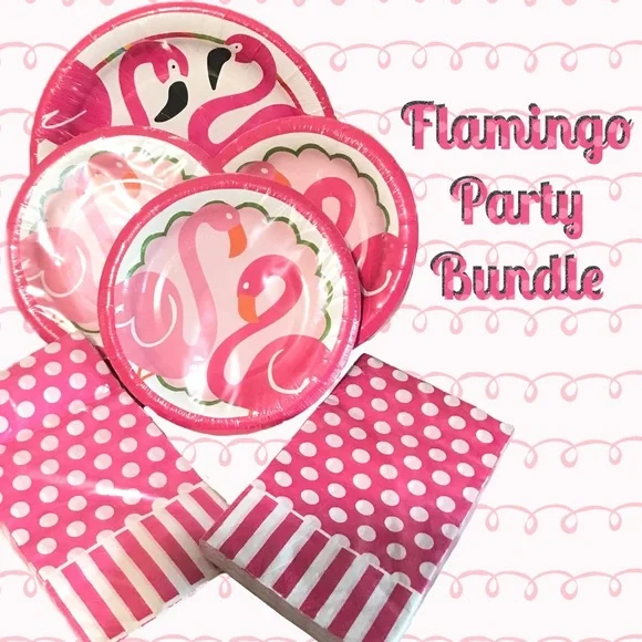 Flamingo Party Bundle Paper Plates & Paper Napkins