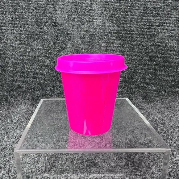 Tupperware Midget 2 oz Container Hot Pink w/Hot Pink Lid  #4789A & 201