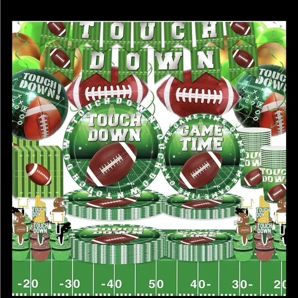 Football Party Decorations Superbowl Lot Supplies, Serves 24: Paper Plates, New