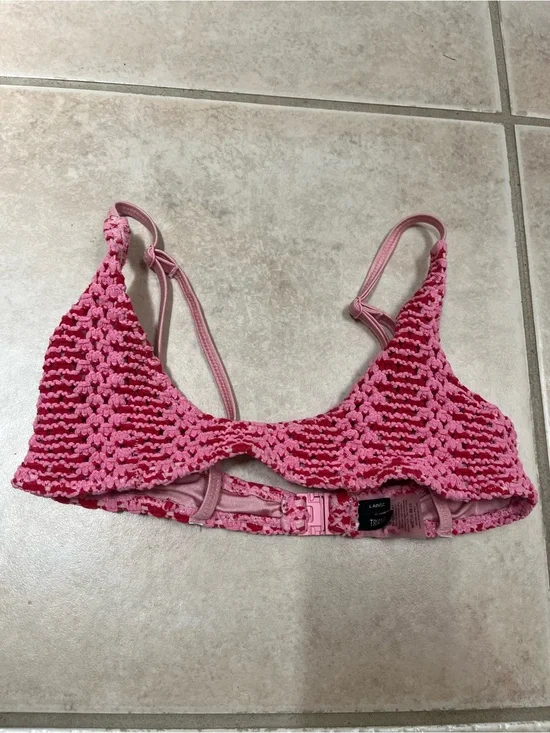 triangl swimwear Pink Two-Tone Crochet Bikini Top