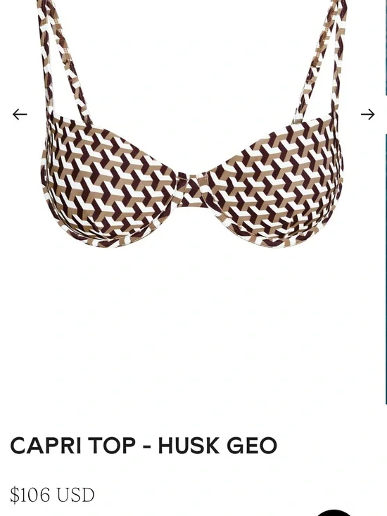 Monday Swimwear Capri Top in Brown and White Geo