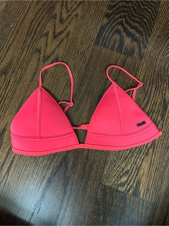 triangl swimwear Bright Neon Pink Triangle Bikini Top