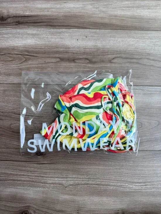 Monday Swimwear Bikini TOP ONLY Size P / XS Multicolor Stripes