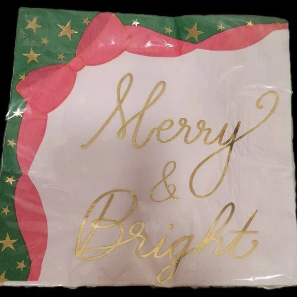 🎄 Strictly Fancy Holiday Napkins – “Merry & Bright” 🎄8 inches 20 CT LOT of 5