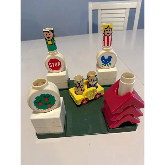 Vintage 1983 Johnson & Johnson Child Development Toys Village Stacking Blocks