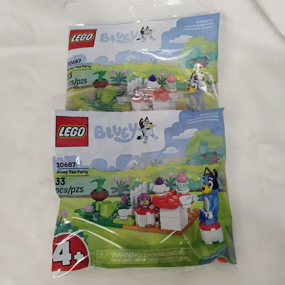Lot Of 2 Polybag Lego 30687 BLUEY TEA PARTY‎ 33 Pieces NEW Unopened BBC Figure C