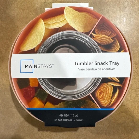 🍿 Mainstays Tumbler Snack Tray – Pink – Fits 30oz & 40oz Tumblers