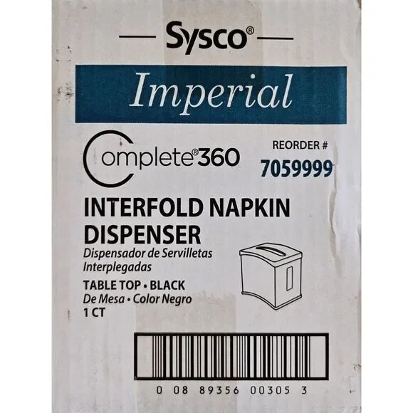 SYSCO IMPERIAL INTERFOLD NAPKIN DISPENSER ‎ TABLE TOP  NIB