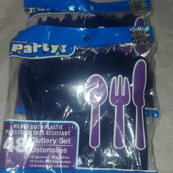 Heavy Duty Plastic Cutlery Set - Navy Blue-96 Total