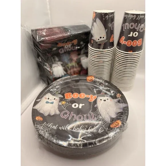Gender Reveal Party Supplies Boo-y Or Ghoul Halloween 200 Pieces Ghost Baby