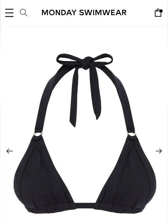 Monday Swimwear SET Black Halter Triangle Bikini Top and Capri Thong