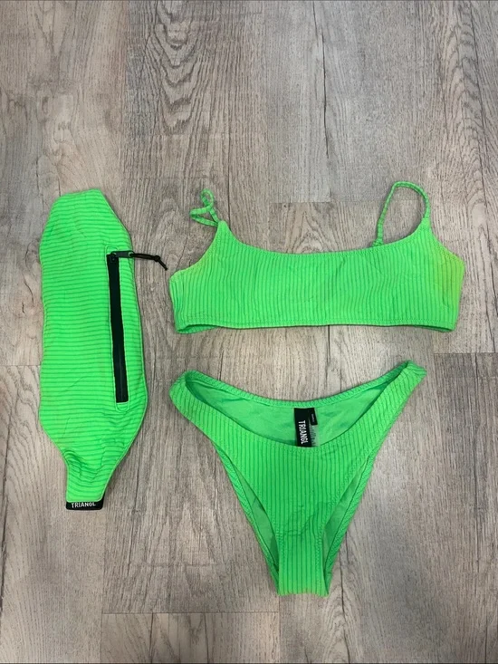 triangl swimwear Neon Green Ribbed Bikini Top