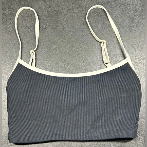 L⭐️Space Size L Adalyn Contrast Black with White Trim Bikini Top