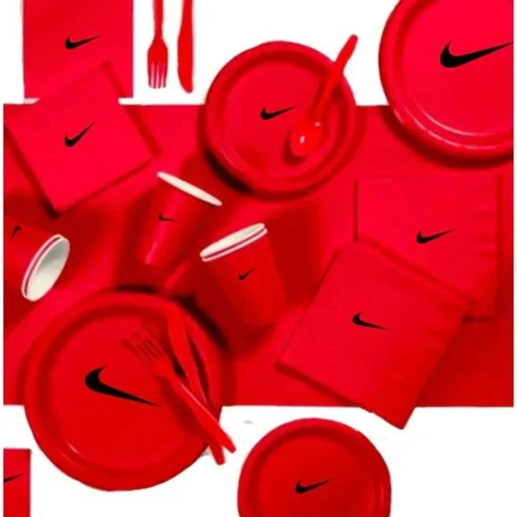 Custom Sw00sh Party, Birthday Party Dinnerware Set of 60 total pieces-Red Black