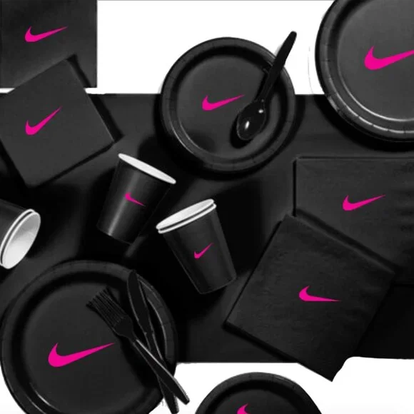 Sw00sh Black & Pink Party Dinnerware Set – 60 Pieces 🟠⚪🎉