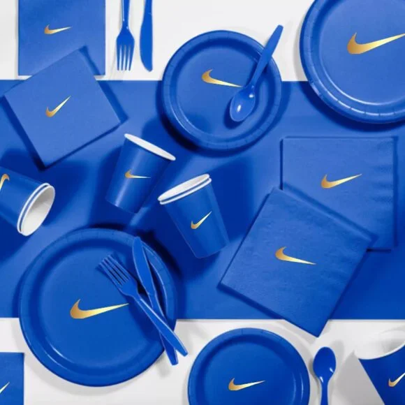 Sw00sh Plates | Blue & Gold Basketball Party Paper Plates | Disposable 60 pcs