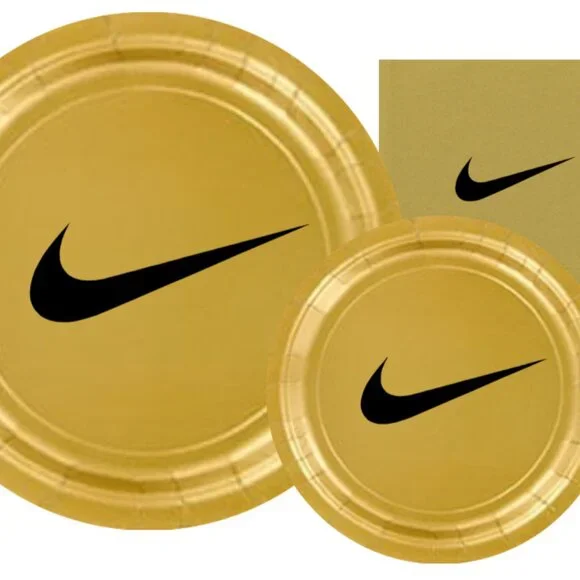 Sw00sh Plates | Gold Basketball Party Paper Plates | Disposable 45 pcs