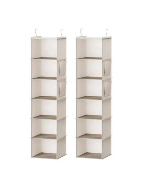 YOU DENOVA Beige 6-Shelf Hanging Closet Organizer - 2 Pack