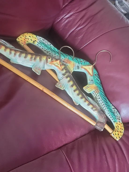 Hand-Painted Fish Wooden Hanger - Colorful Coastal Wall Decor