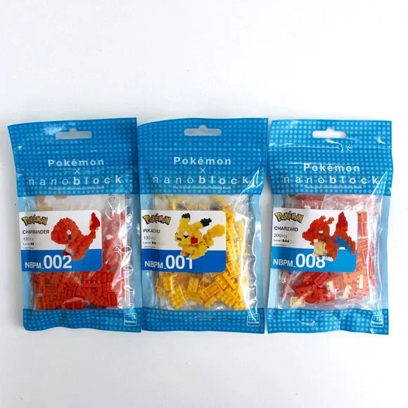 Pokemon Nanoblock Pikachu, Charmander & Charizard Set of 3