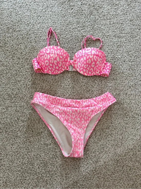 triangl swimwear Pink Leopard Print Bikini Set