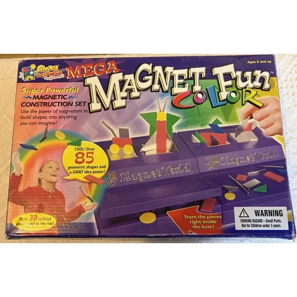 Slinky Science Mega Magnet Fun Color Magnetic Construction Set Approx 40 pieces