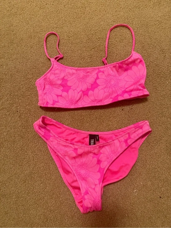 triangl swimwear Neon Pink Floral Bikini Set