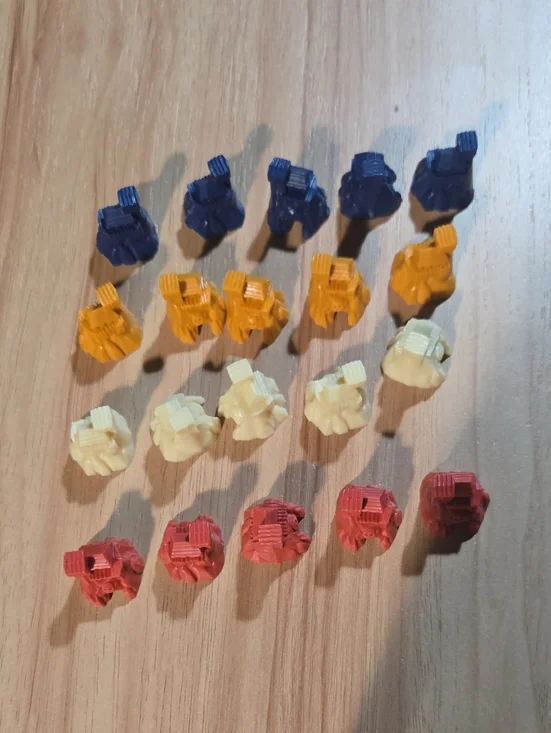 Source Unknown Multi-Color Small Game Pieces Set - Blue, Yellow, Cream, Red Tiki