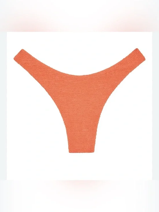 NWT Monday Swimwear Byron Summer Peach Crinkle Thong L large new bikini bottom