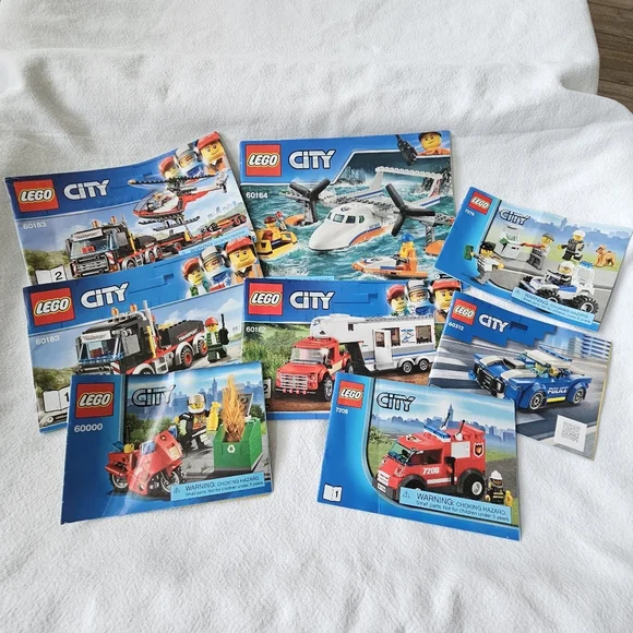 8 LEGO City Transport Fire Police Criminals Vehicles Instruction Manuals Only